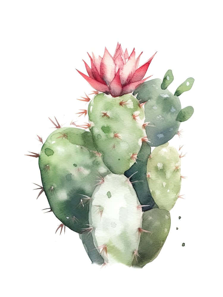 Crown Of Thorns Cactus Watercolour Drawing 4