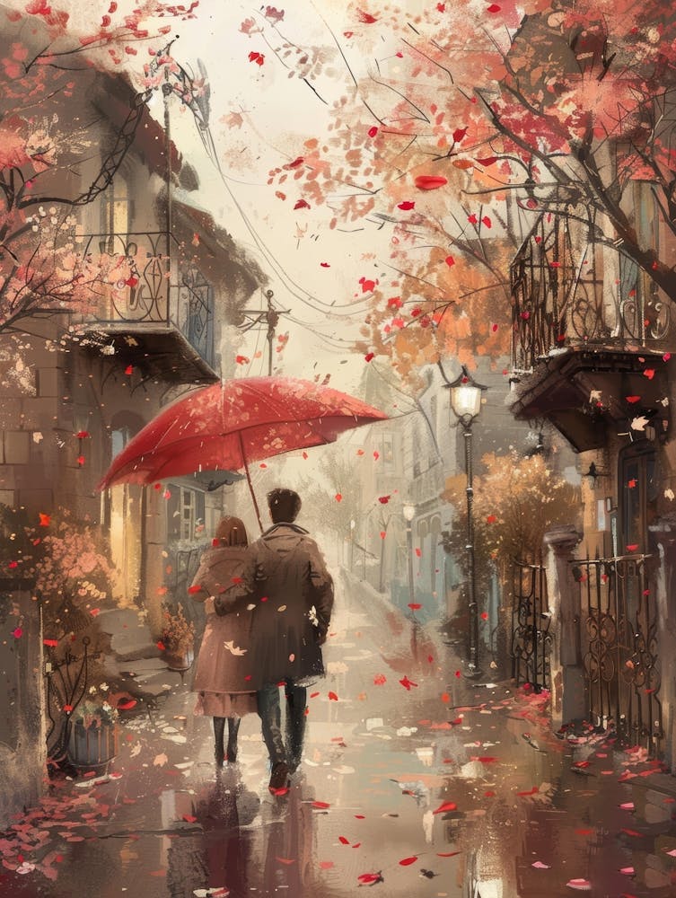 Couple Walking In The Rain 8