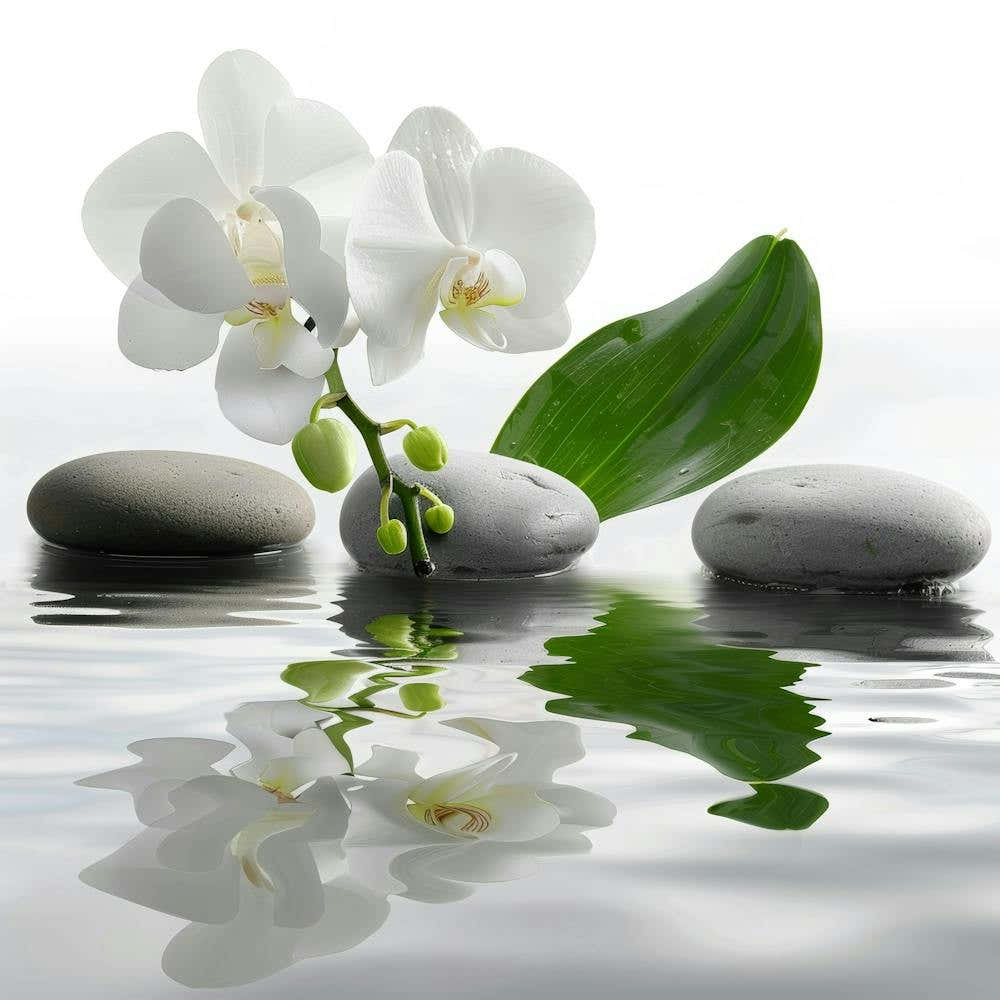 White Orchids In Water
