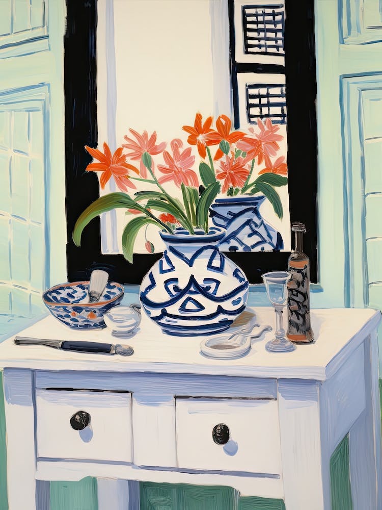 Bathroom Vanity Painting With A Lily Bouquet 4