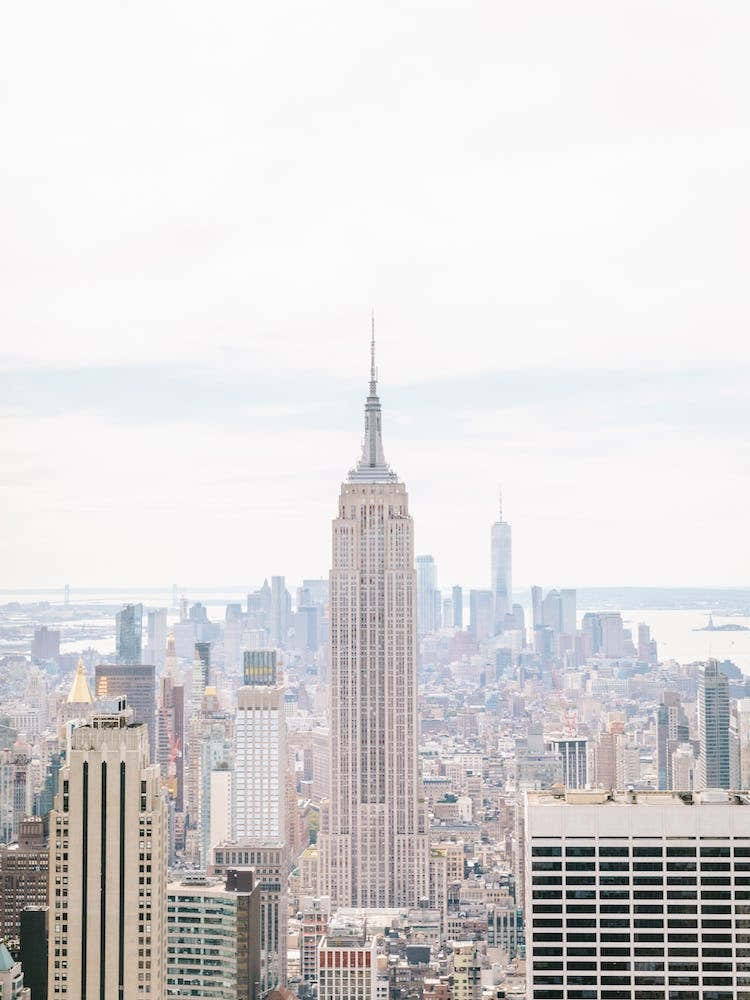 New York City Skyline View Black And White