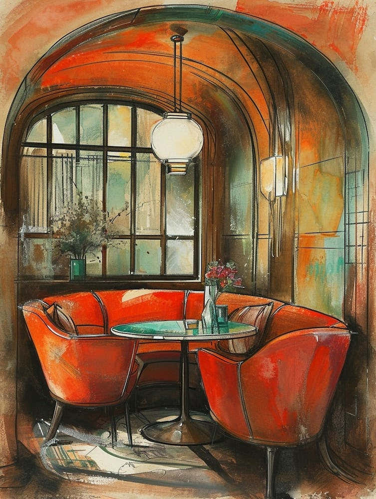 Cozy Cafe Corner Illustration 2