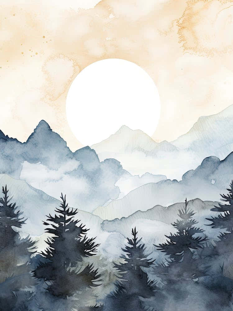 Watercolour Of Kinabalu National Park   Borneo Malaysia 0