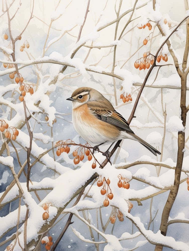 Winter Bird Painting Sparrow 4