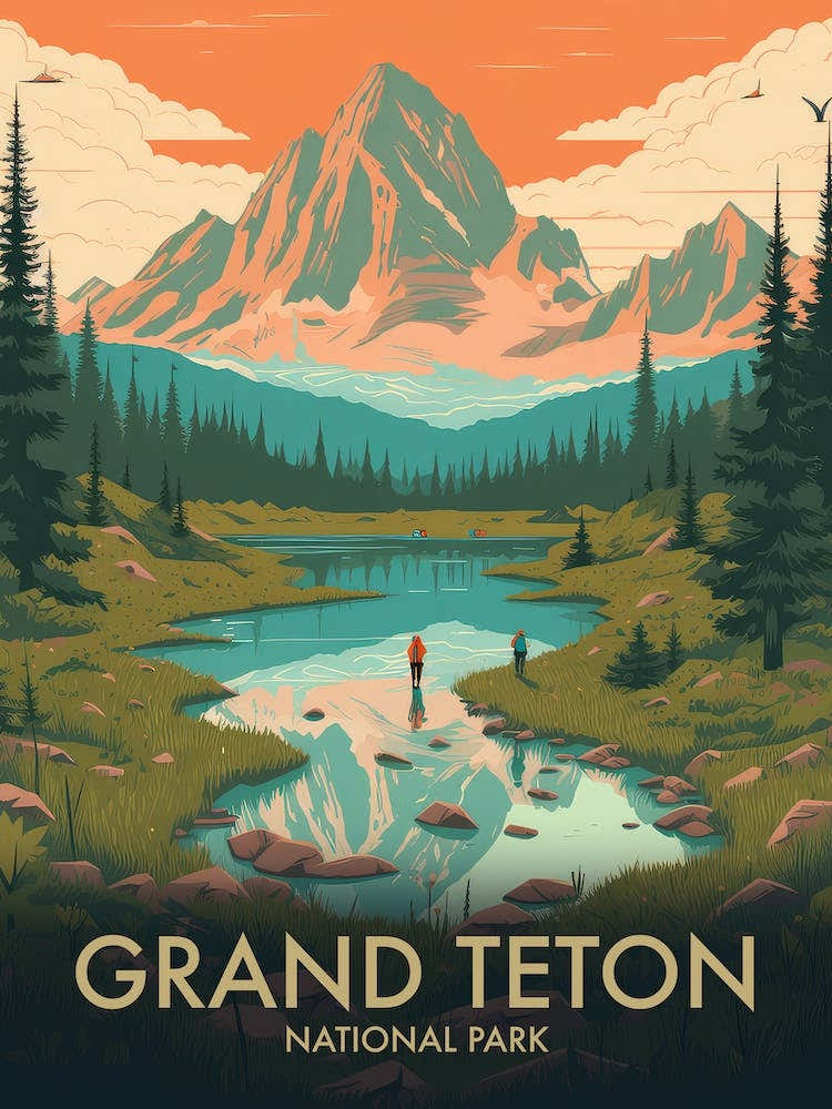 Grand Teton National Park Vintage Travel Poster 1