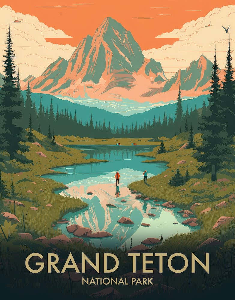 Grand Teton National Park Vintage Travel Poster 1