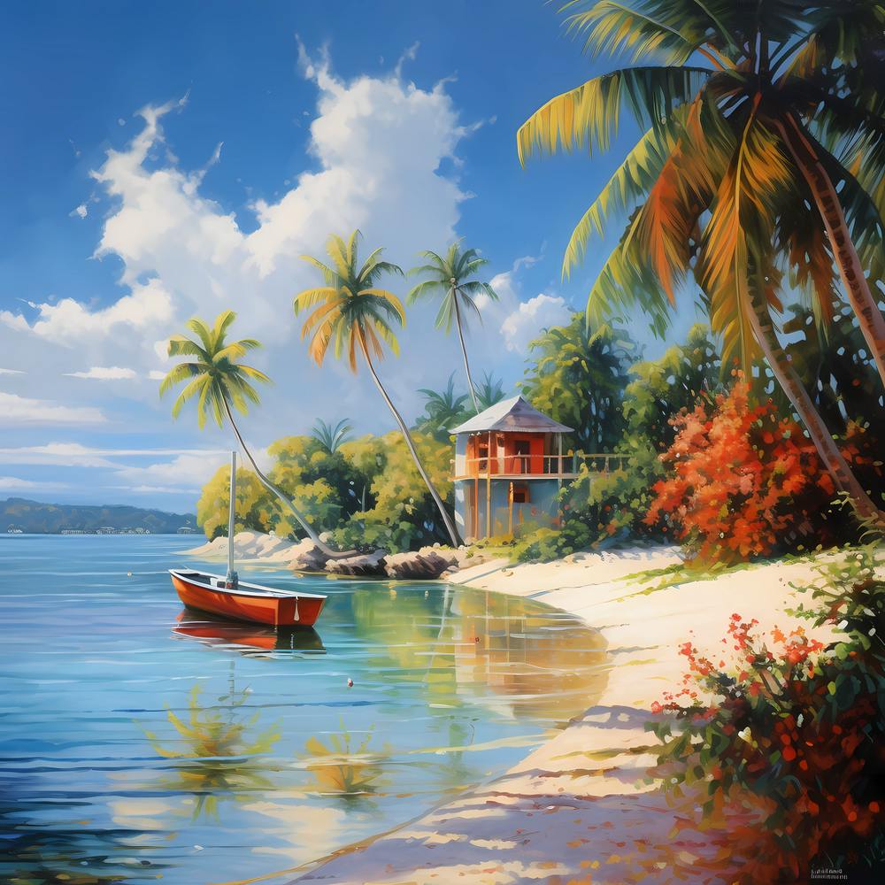 AI Artistic Horizon: Tropical Mirage