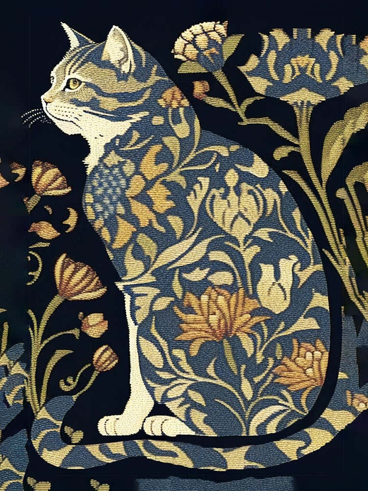 William Morris  Style Cat 3