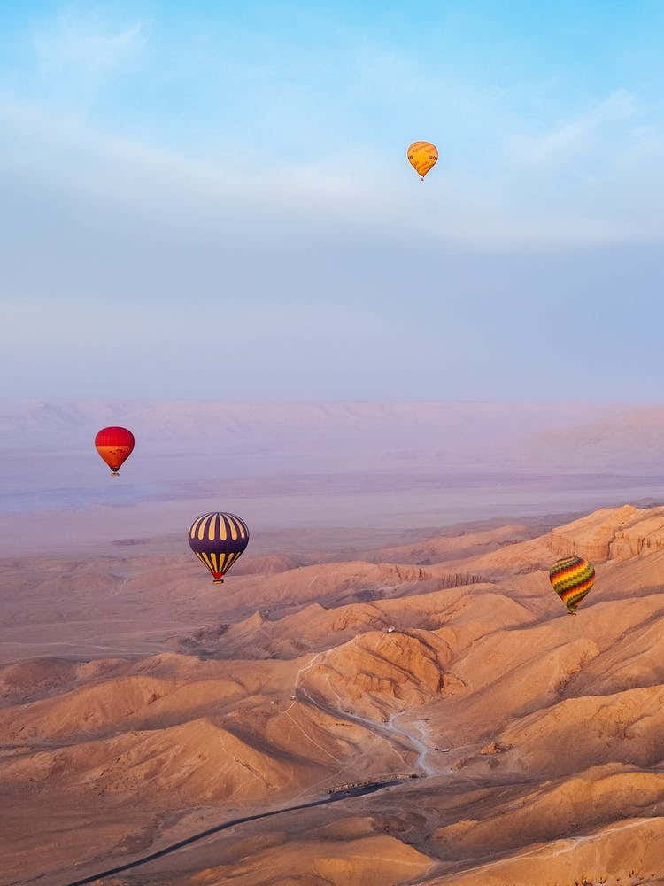Hot air balloons above Luxor, Egypt