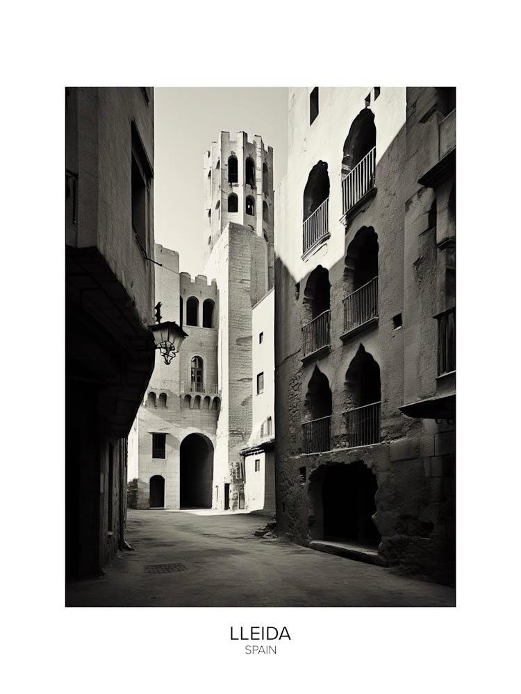Poster Of Lleida, Spain, Black And White Analogue Photography 4