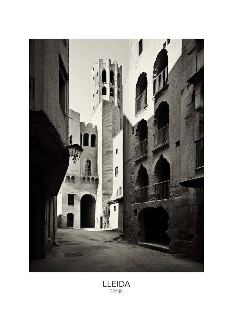 Poster Of Lleida, Spain, Black And White Analogue Photography 4