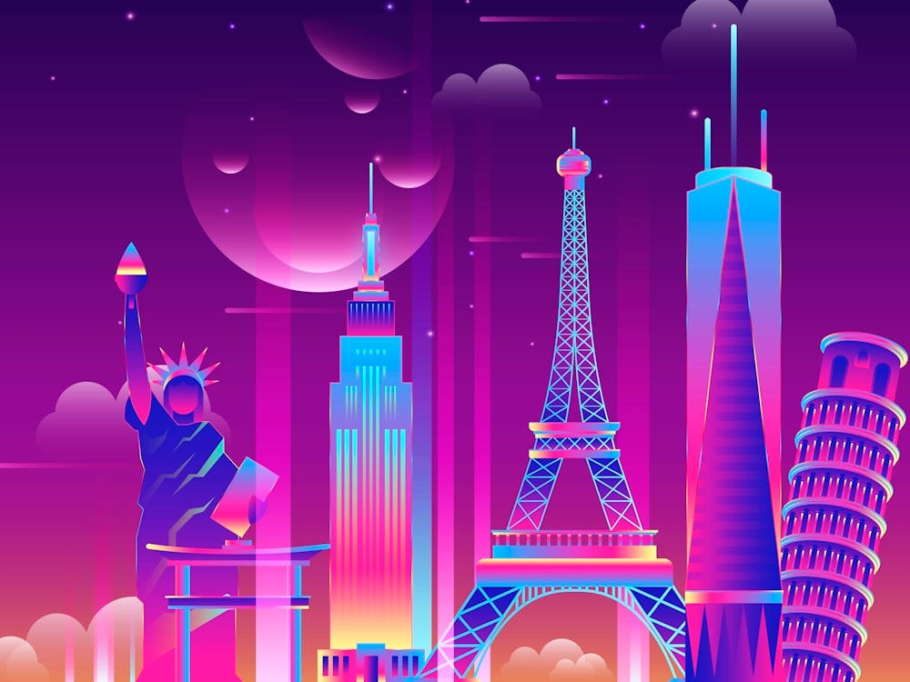 Synthwave Neon City #1 — Vector art