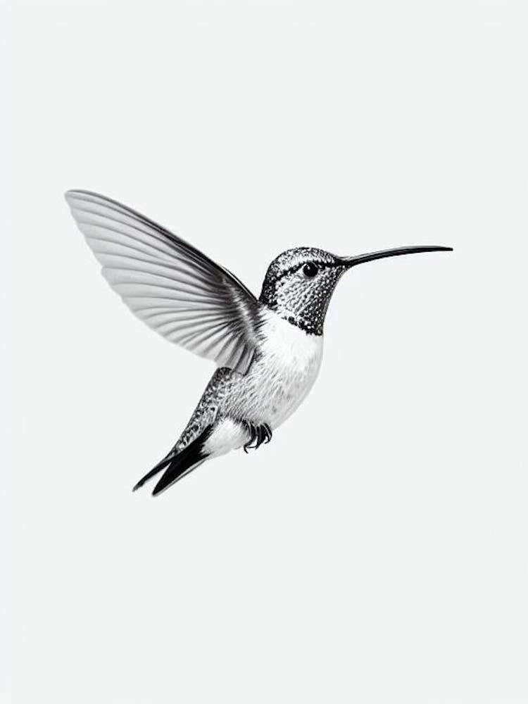 Hummingbird B&W Pencil Drawing 3 Bird