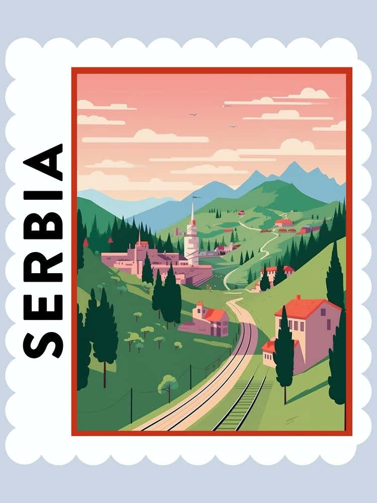 Serbia 2 Travel Stamp Poster