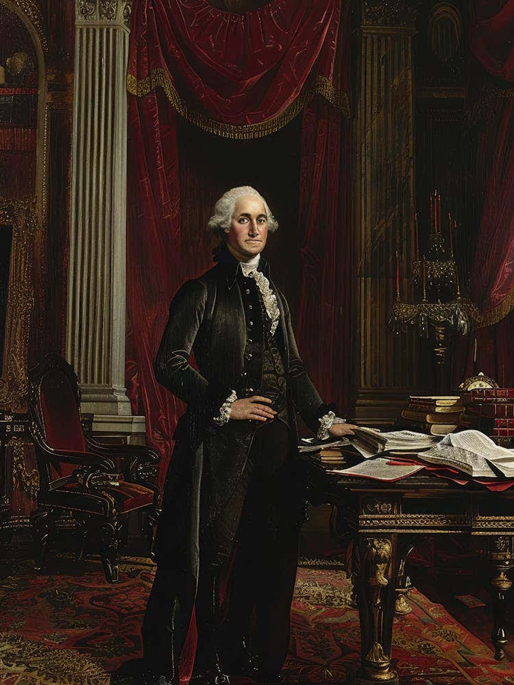 Portrait Of George Washington Poster Decor, American President Poster, Home Office, Historical Print, Washington Art, President Print