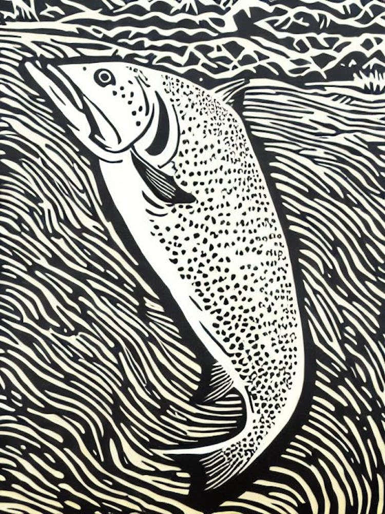 Trout Linocut