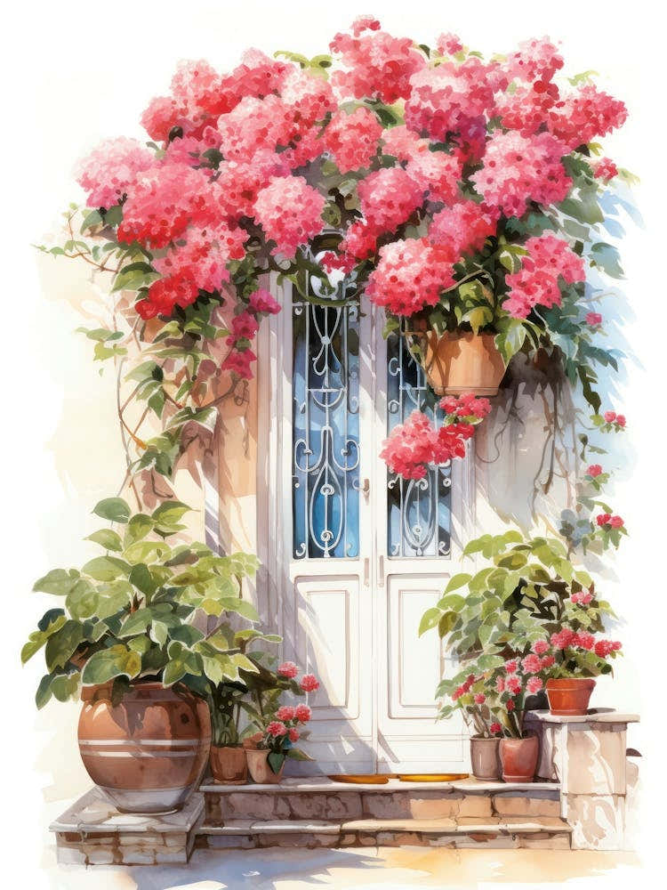 Cannes, France   Mediterranean Doors Watercolour Painting 3