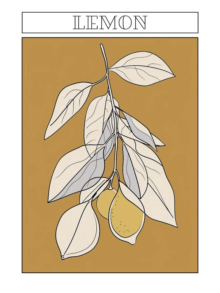 Lemon Tree Minimalistic Drawing 2 Poster
