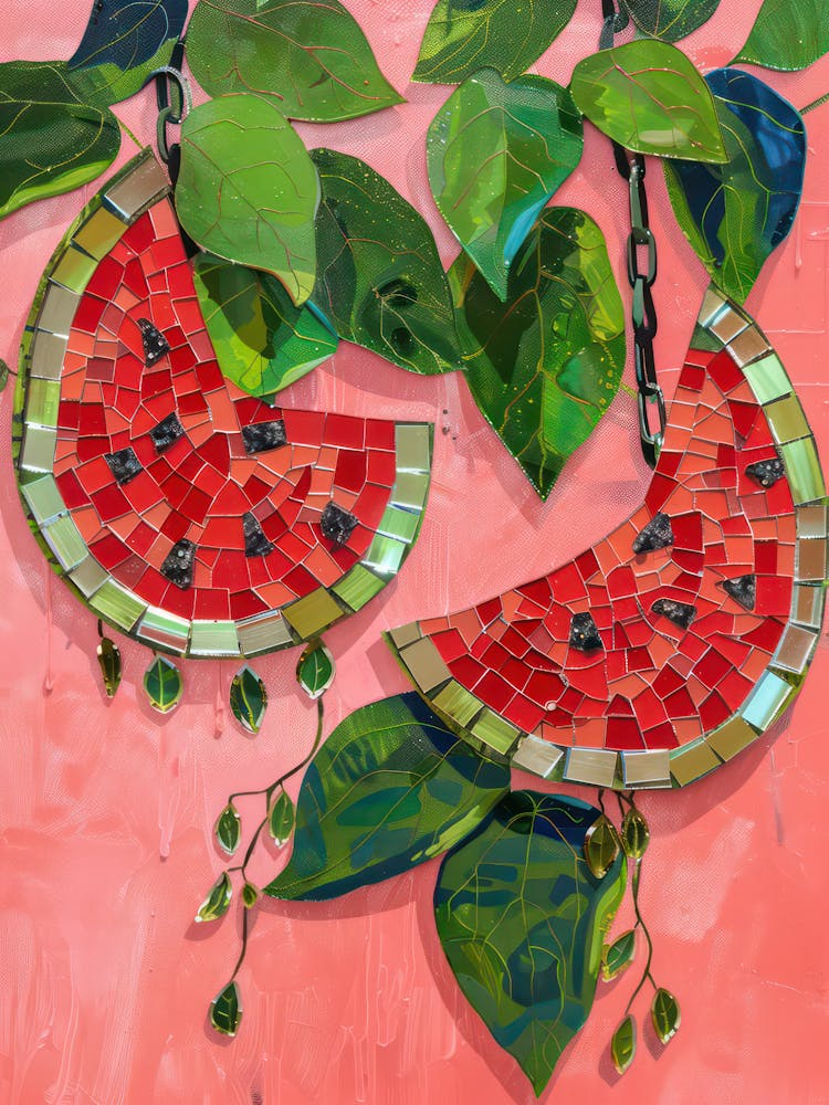 Disco Ball Watermelons Mosaic Painting Kitchen