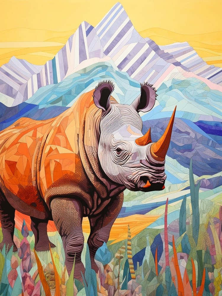 Patchwork Rhino Warm Colours 4