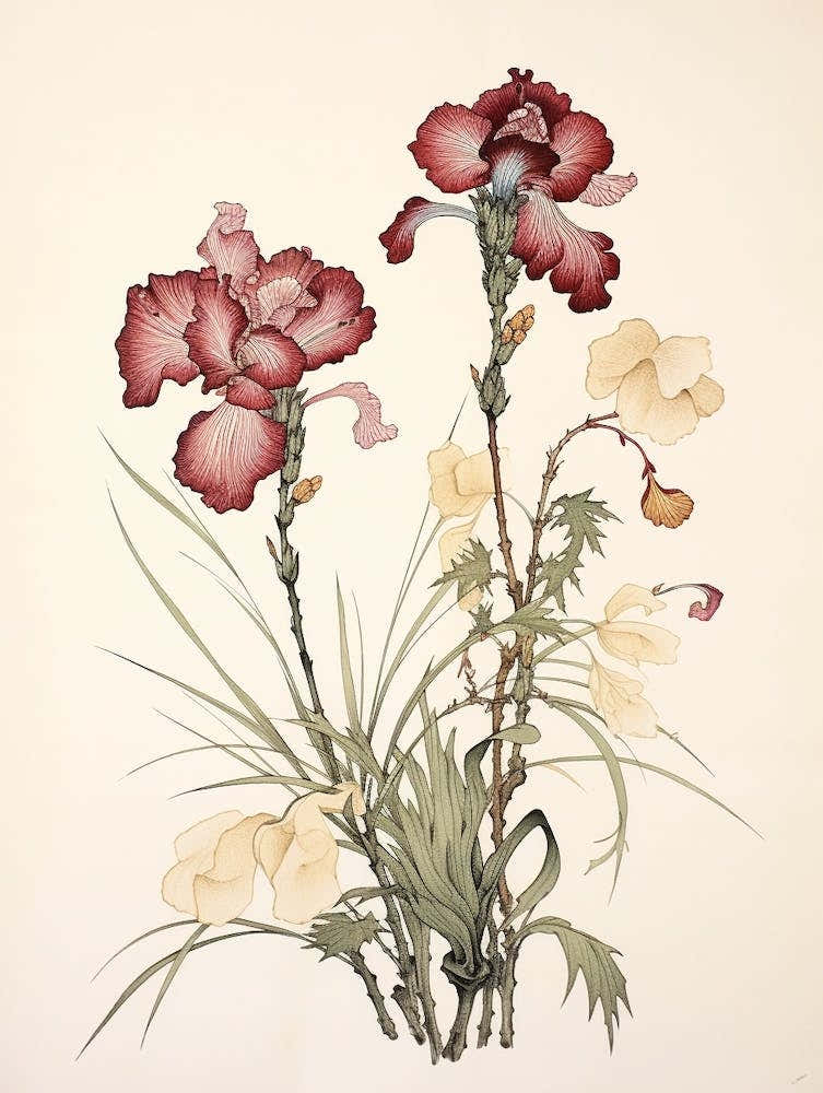 Ayame Japanese Iris 1 Vintage Japanese Botanical