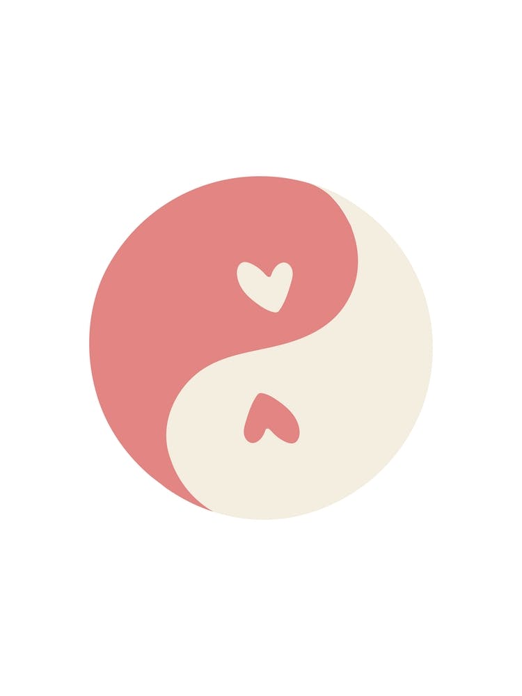 Ying Yang Pink Hearts Round