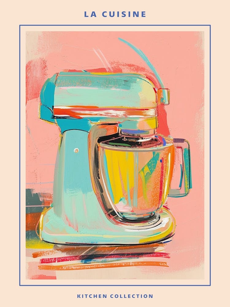 Retro Kitchen Blender Kitsch Painting Poster