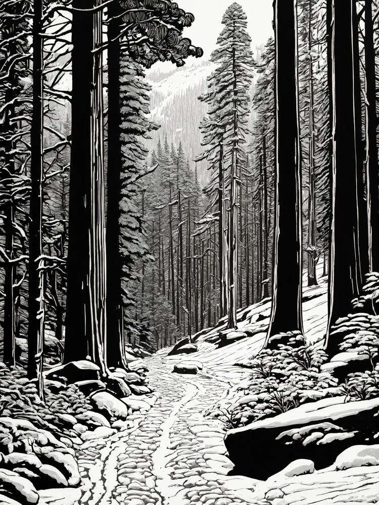 Snowy Path In The Woods