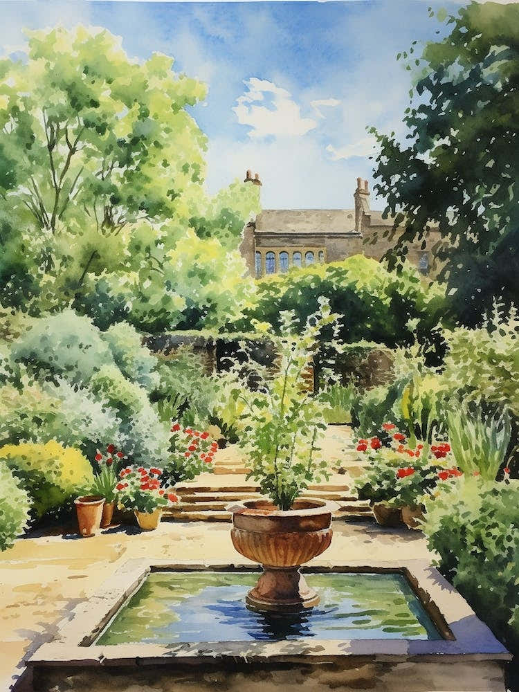 Hidcote Manor Garden Watercolour 3
