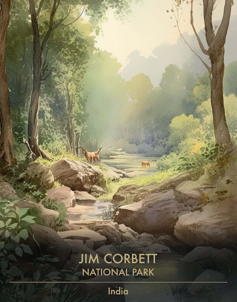 Jim Corbett National Park India Watercolour 3