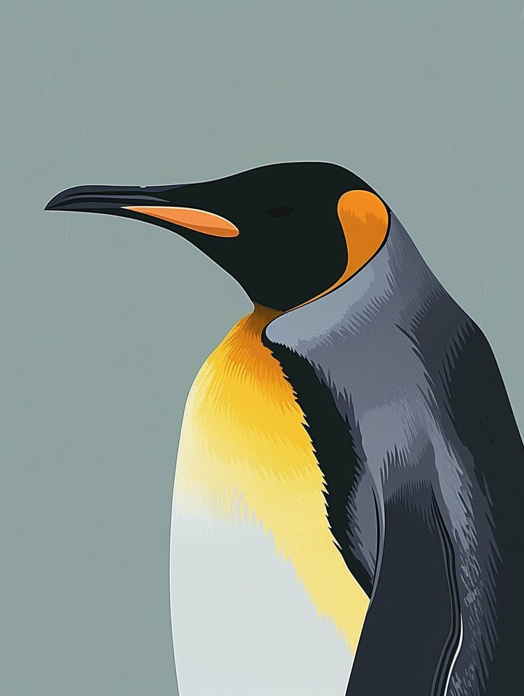 King Penguin Gold Harbour Minimalist Illustration 2