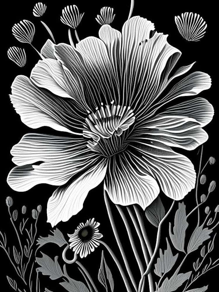 Anemone Wildflower Linocut