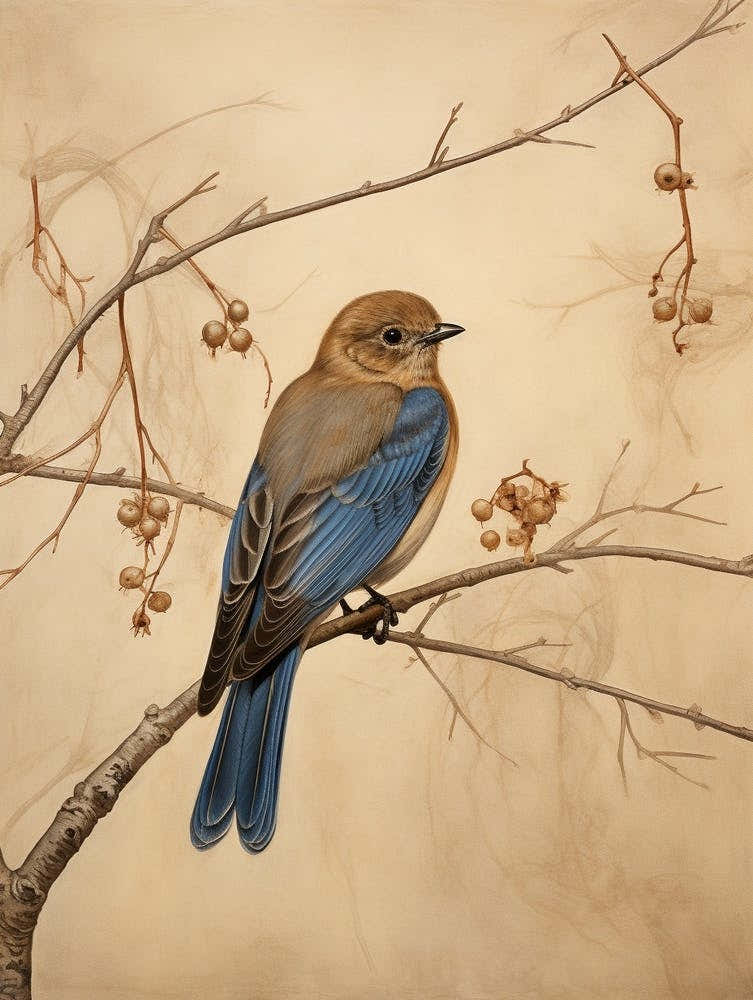 Dark And Moody Botanical Eastern Bluebird 2