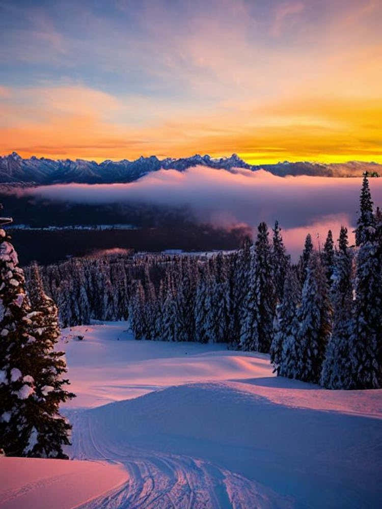 Jackson Hole, Usa Sunrise Skiing Poster