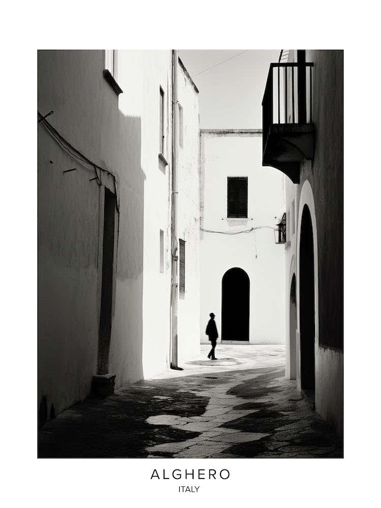 Poster Of Alghero, Italy, Black And White Analogue Photography 4