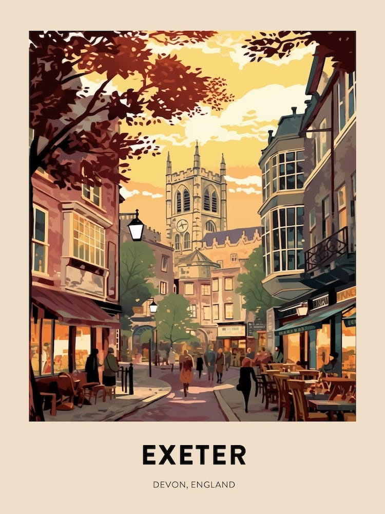 Devon Vintage Travel Poster Exeter