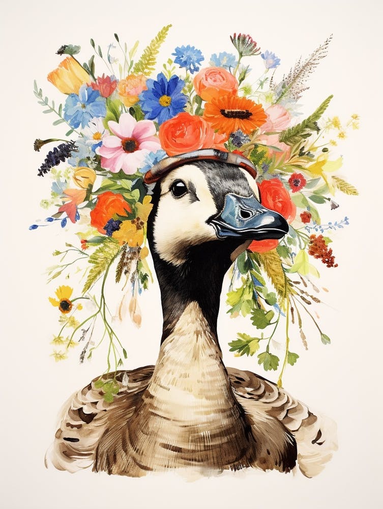Bird With A Flower Crown Canada Goose 1