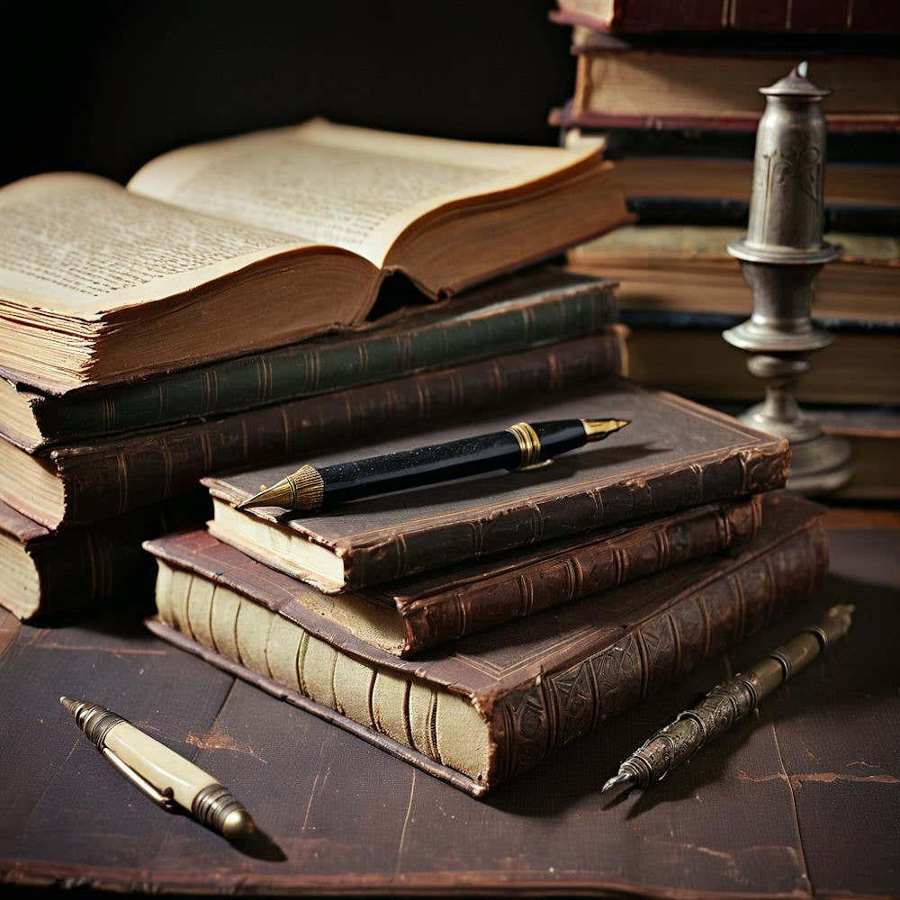Old Books And Pens