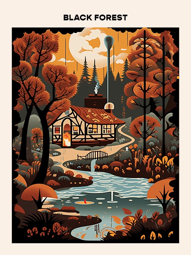 Black Forest Midcentury Travel Poster