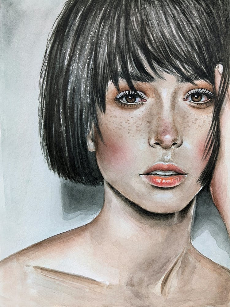 Watercolor portrait of a woman