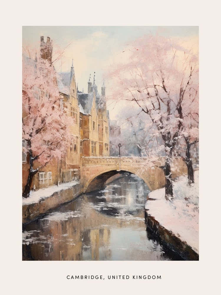 Dreamy Winter Painting Poster Cambridge United Kingdom 3