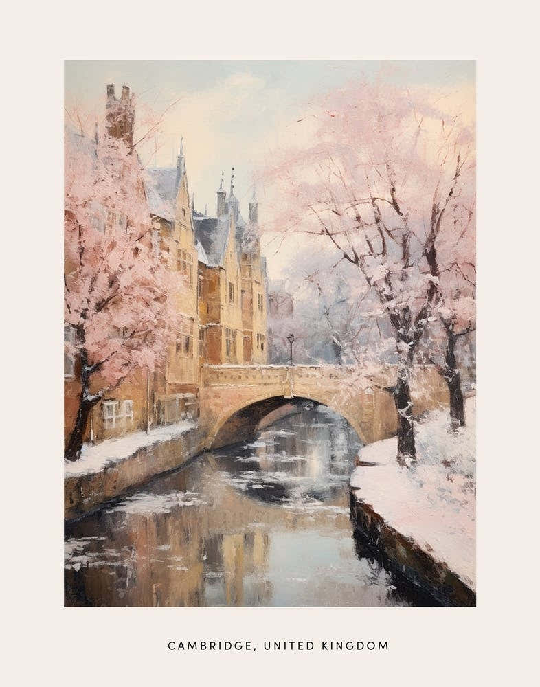 Dreamy Winter Painting Poster Cambridge United Kingdom 3