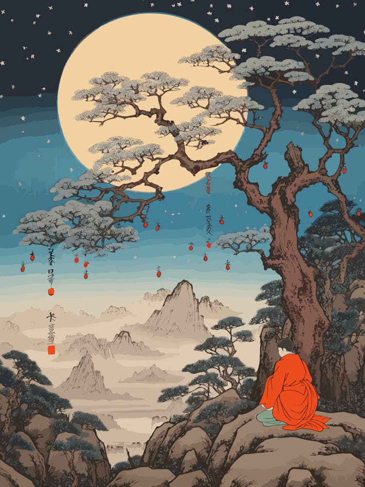 Koya San, Japan Vintage Travel Art 4