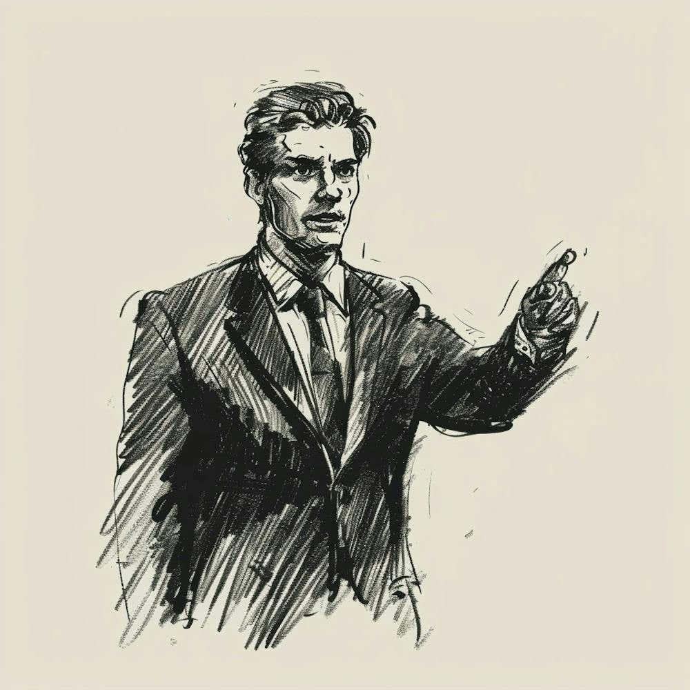 Man In Suit Pointing