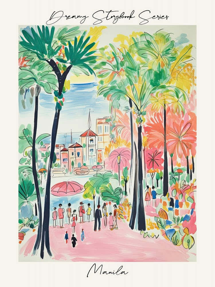 Poster Of Manila, Dreamy Storybook Illustration 1