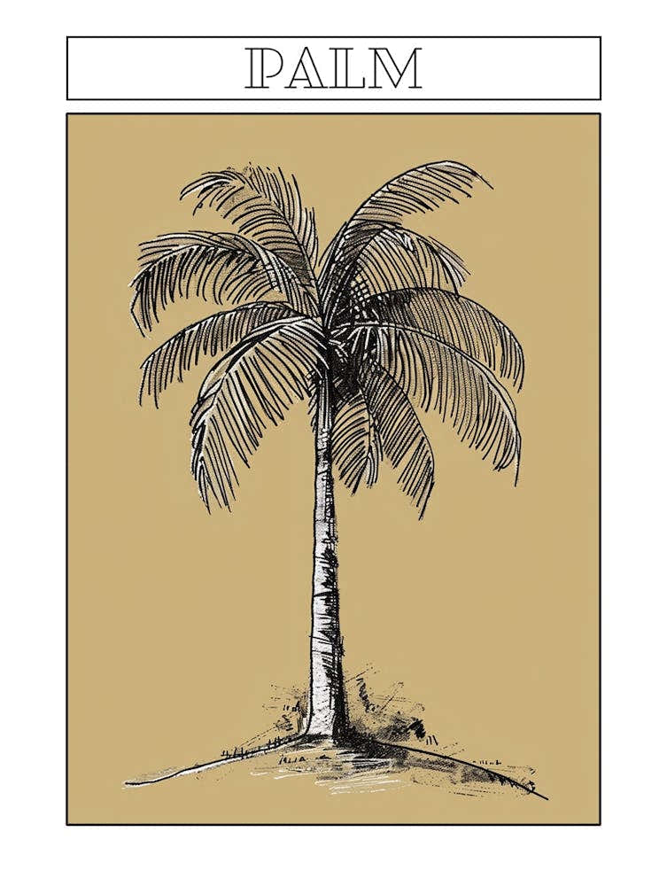 Palm Tree Minimalistic Drawing 2 Poster