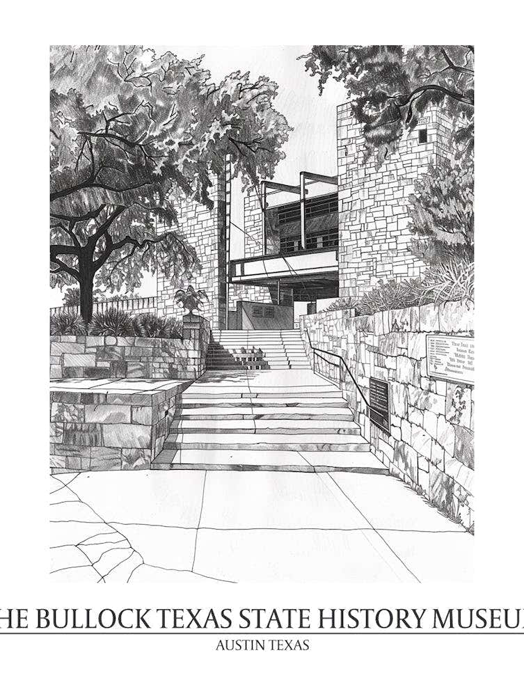 The Bullock Texas State History Museum Austin Texas Black And White Drawing 1 Poster