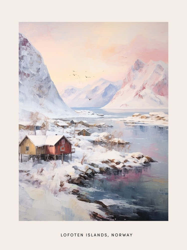 Dreamy Winter Painting Poster Lofoten Islands Norway 2