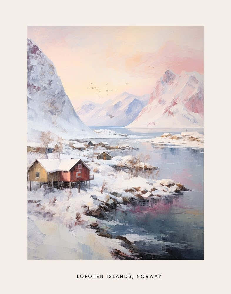 Dreamy Winter Painting Poster Lofoten Islands Norway 2