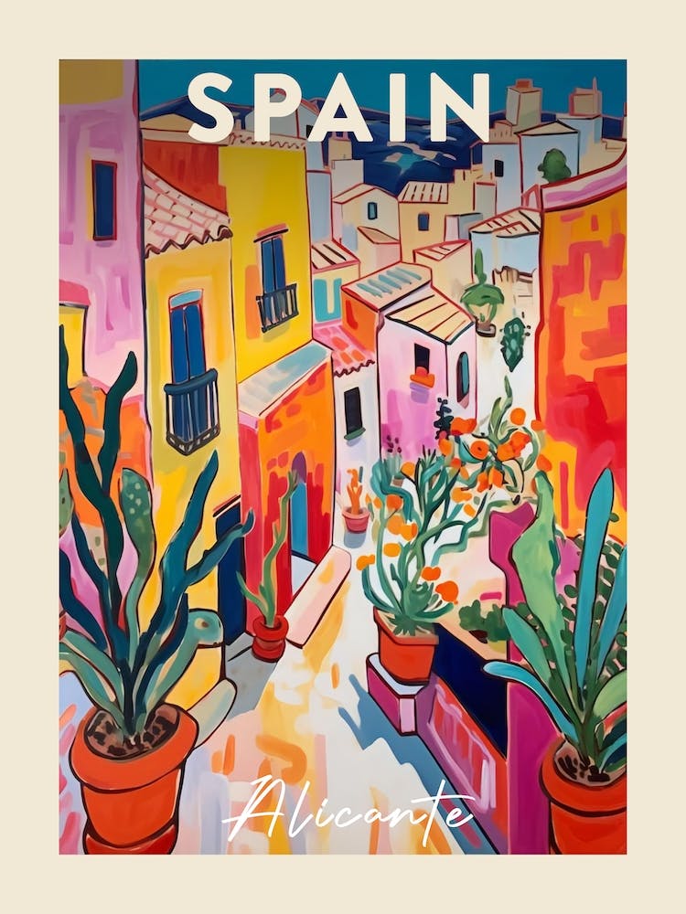 Alicante Spain 4 Fauvist Painting  Travel Poster